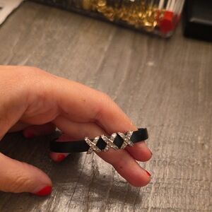 Sterling Silver Accent Black Silicon Bracelet